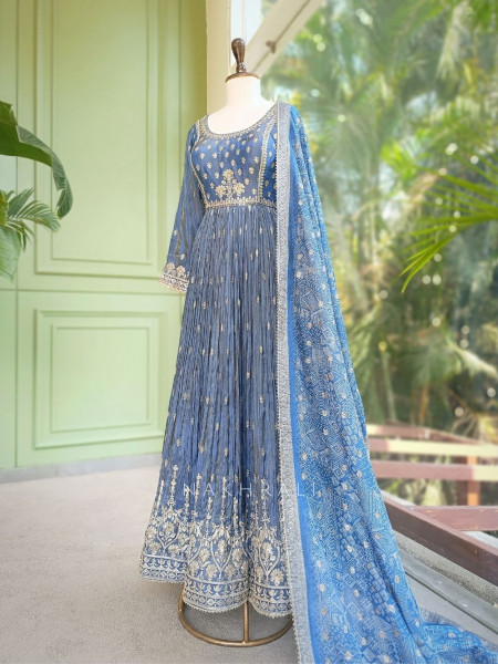 Aurelia Blue Sequin Embroidered Anarkali Set