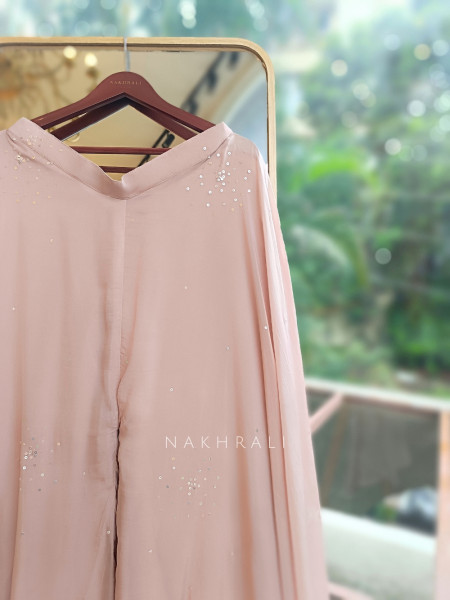 Sorrel Pink Organza Georgette Layered Sharara Suit Set