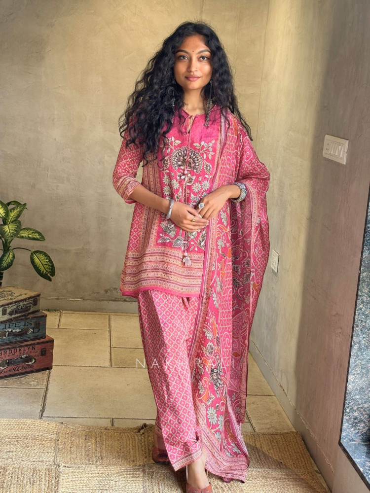 Image of Virelle Magenta Printed Suit Set