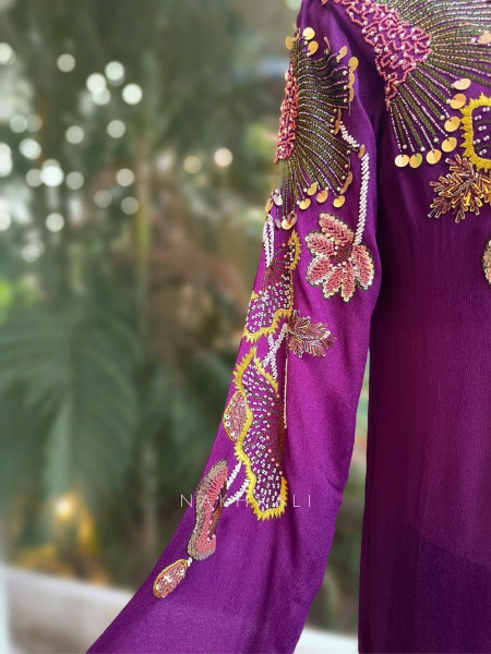 Amara Purple Georgette Indo-Western Set with Sequin & Bead Work