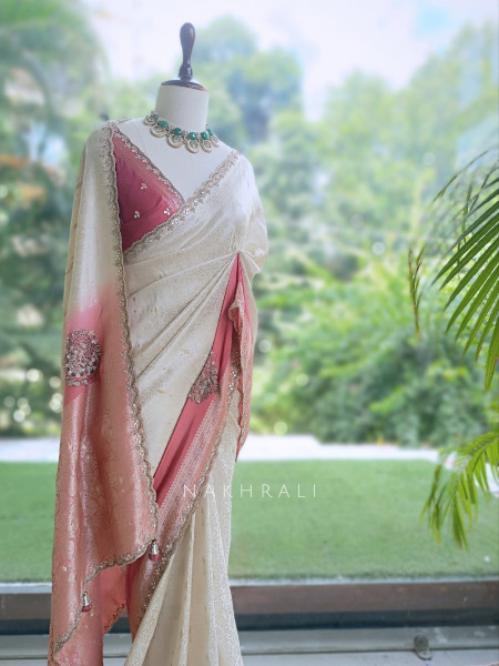Padmarekha Peach Banarasi Silk Saree with Running Blouse