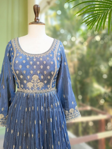 Aurelia Blue Sequin Embroidered Anarkali Set