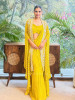 Serenara Yellow Drape Saree with Embellished Cape