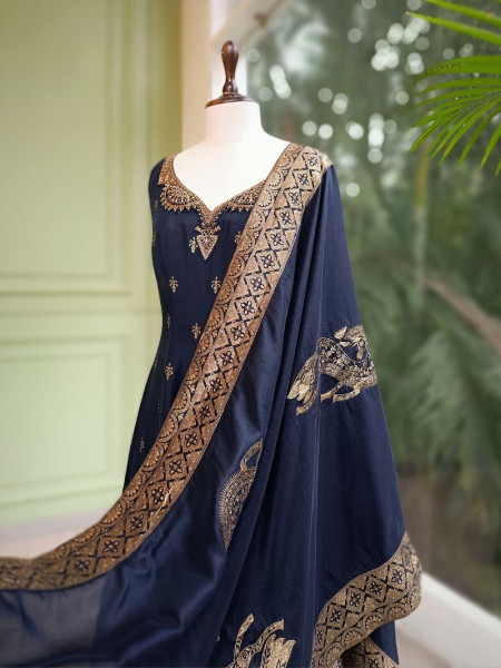 Noorika Black Banarasi Weave Anarkali
