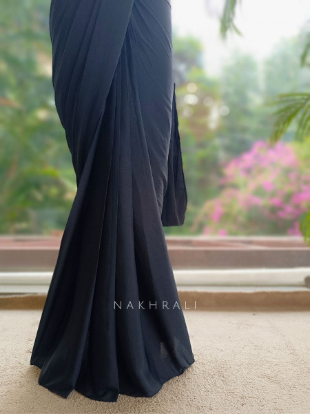 Nebula Black  Pre-Draped Saree with Corset Blouse