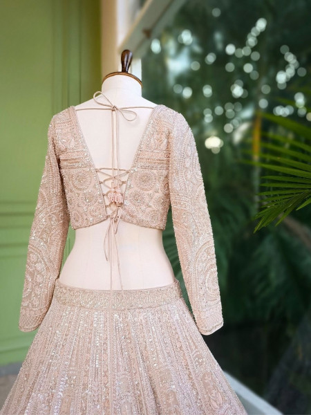 Aavira Lilac Pink Sequin Embroidered Bridal Lehenga