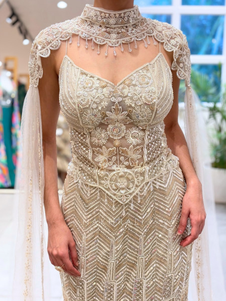 Alia Cream Tulle Net Mermaid Lehenga