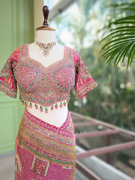 Prisha Pink Printed Saree with Sequin Work