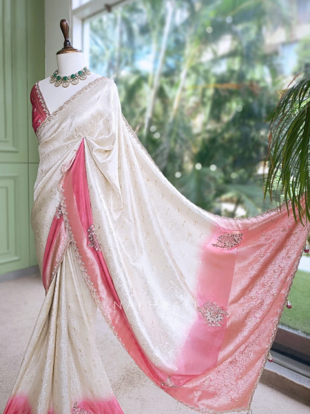 Padmarekha Peach Banarasi Silk Saree with Running Blouse