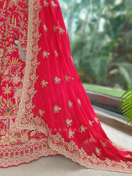 Rajvani Red Raw Silk  Bridal Lehenga
