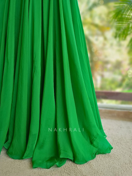 Vrinda Green Indo-Western Lehenga Set with Bead and Sequin Work