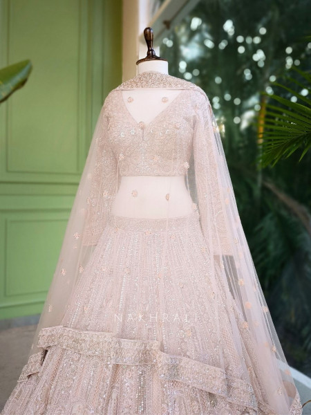 Aavira Lilac Pink Sequin Embroidered Bridal Lehenga