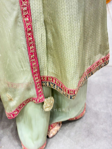 Rivaya Green Zari Gota Patti Kurta Palazzo Set