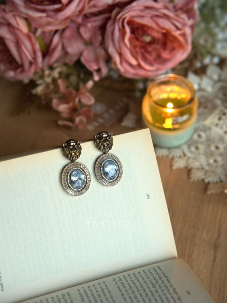 Regalia White Oval Stone Stud Earrings