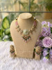 Rajshree Pink Assorted Colour Necklace Set with Mirror &amp; Bead Drop Work