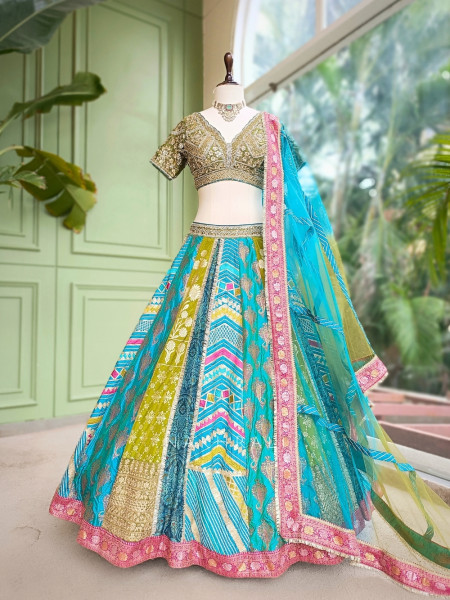 Chromatic Weave Multicolor Kalidar Lehenga Choli
