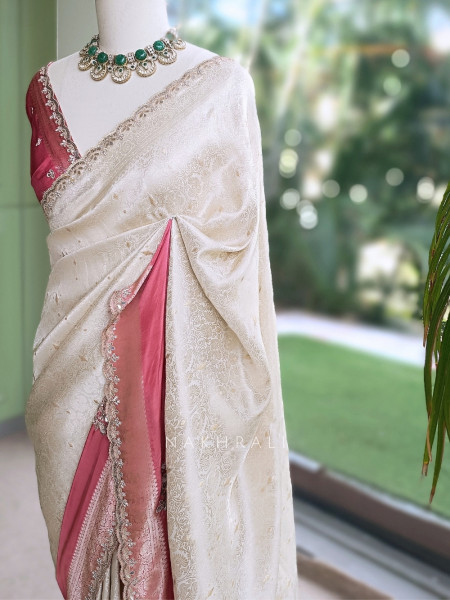 Padmarekha Peach Banarasi Silk Saree with Running Blouse