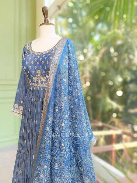 Aurelia Blue Sequin Embroidered Anarkali Set