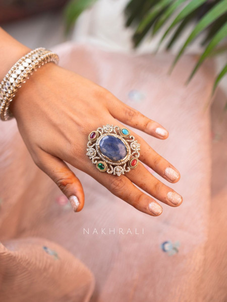 Noorani Blue Stone Adjustable Ring
