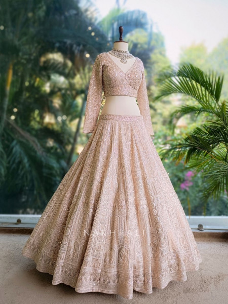 Aavira Lilac Pink Sequin Embroidered Bridal Lehenga