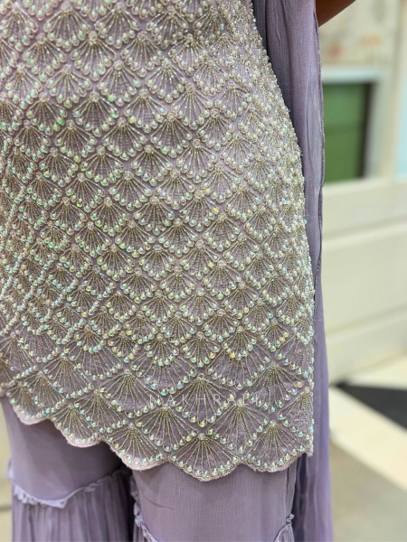 Amira Lavender Cut Dana Gharara Set