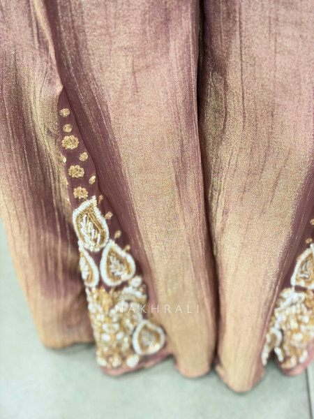 Cressida Pink Tissue-Silk & Organza Indo-Western Palazzo Set