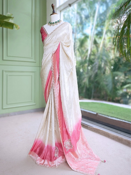 Padmarekha Peach Banarasi Silk Saree with Running Blouse
