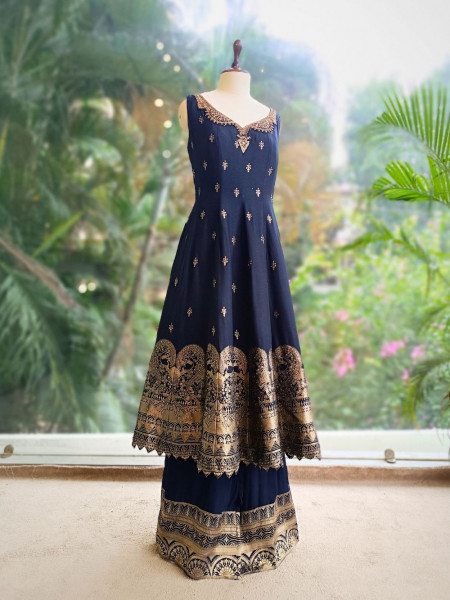 Noorika Black Banarasi Weave Anarkali