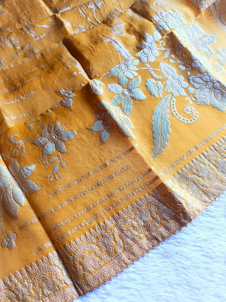 Noorline Glow Yellow Semi-stitched Dress Material with Sequin and Cut Dana Work