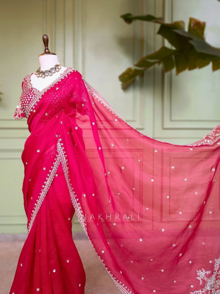 Rubi Red Saree with Readymade Sequin Blouse