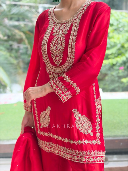 The Nizam Bib Red  Suit Set