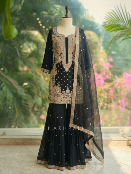 Mystique Black Suit Set Embroidery & Sequin Work