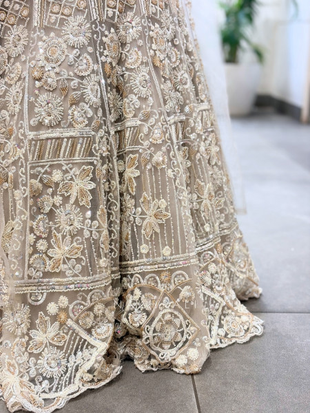 Alia Cream Tulle Net Mermaid Lehenga