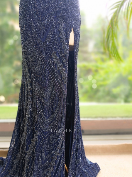 Opal Dawn Blue Gown with Stone, Sequin & Cut Dana Work
