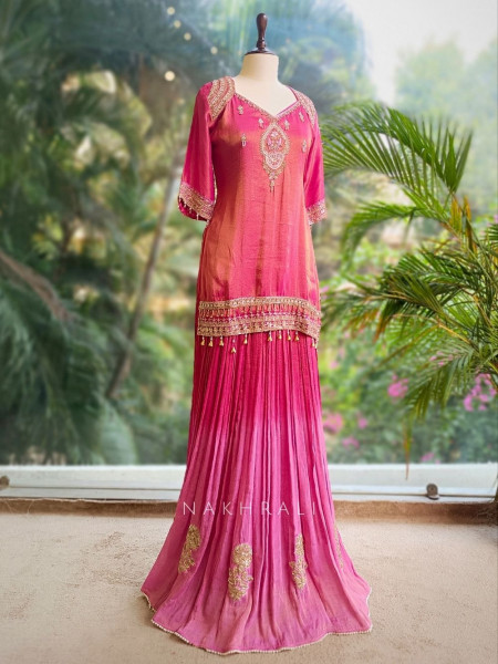 Kesar Gul Magenta Zardozi Skirt Suit Set