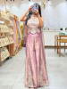 Cressida Pink Tissue-Silk &amp; Organza Indo-Western Palazzo Set