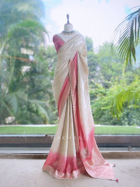 Padmarekha Peach Banarasi Silk Saree with Running Blouse
