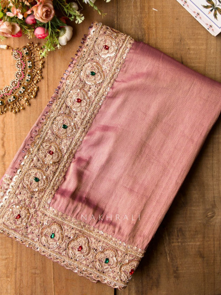 Bloomcrest Purple Embellished Saree with Readymade Blouse