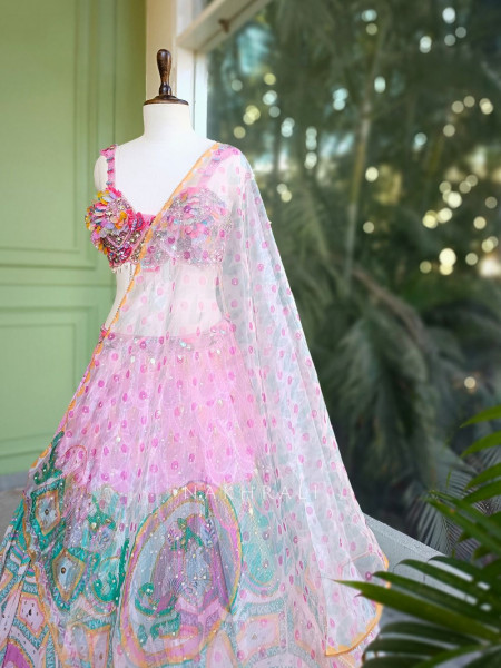 Liora Pink Sequin & Beadwork Lehenga Set