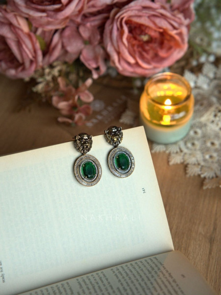 Regalia Green Oval Stone Stud Earrings