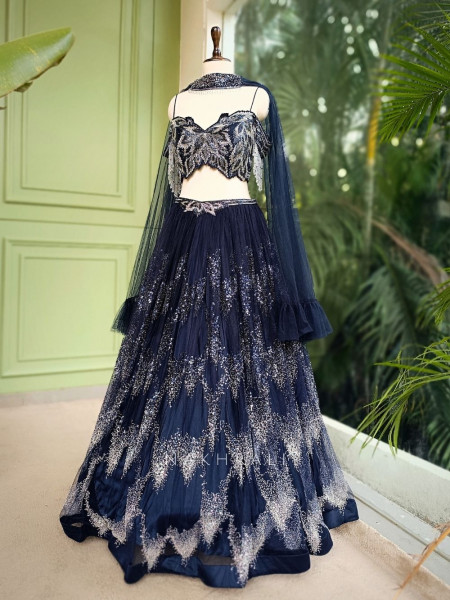 Kyanite Blue Sequin & Cut Dana Lehenga Set