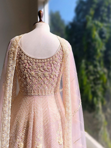 Elvya Purple Embroidered Achkan Lehenga Set