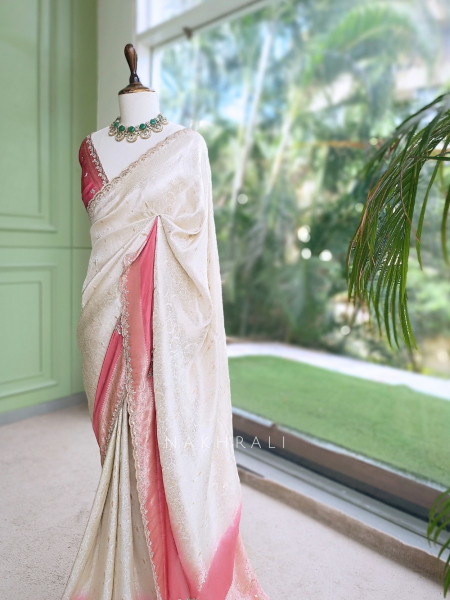 Padmarekha Peach Banarasi Silk Saree with Running Blouse