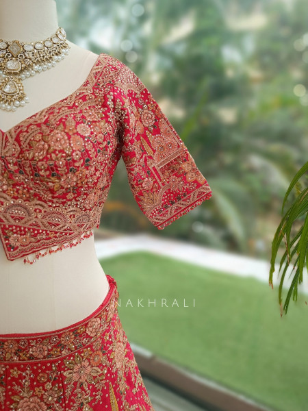 Rajvani Red Raw Silk  Bridal Lehenga