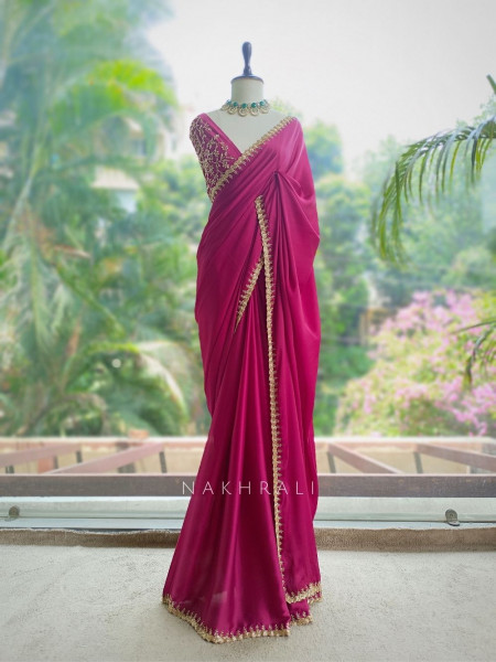 Stellar Wine Saree with Running Blouse