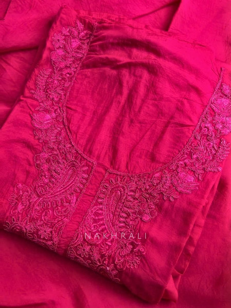 Gul Magenta Embroidered Dress Material