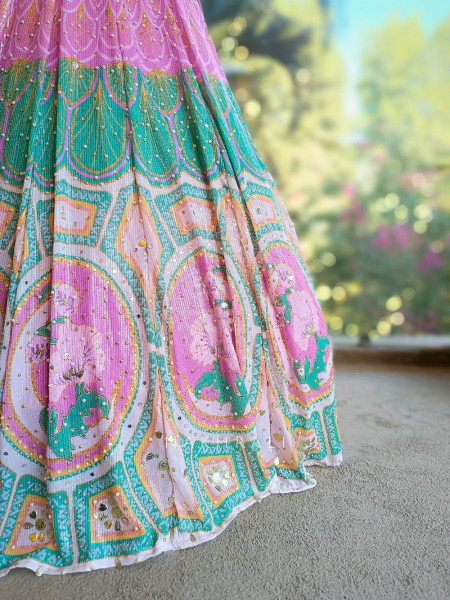 Liora Pink Sequin & Beadwork Lehenga Set