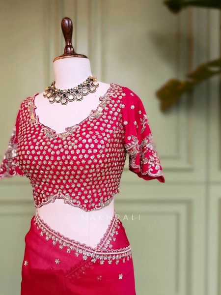 Rubi Red Saree with Readymade Sequin Blouse