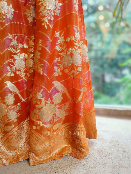 Anaya Orange Palazzo Set with Mirror & Cut Dana Work