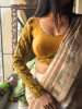 Taal Rang Mustard Cotton Blouse with Beaded Neckline